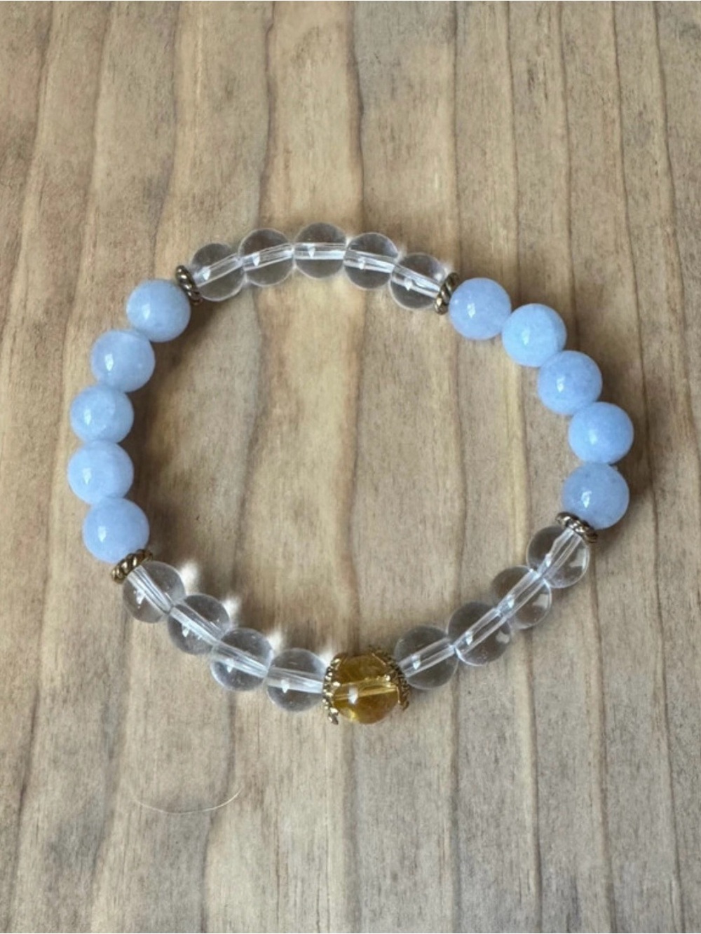 Evolve Mala Harmony Clear Quartz, Aquamarine & Citrine Stretch Bracelet